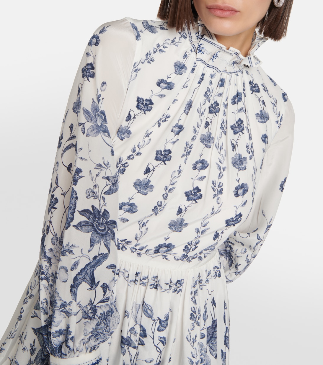 Abito midi in crêpe de chine con stampa | Erdem