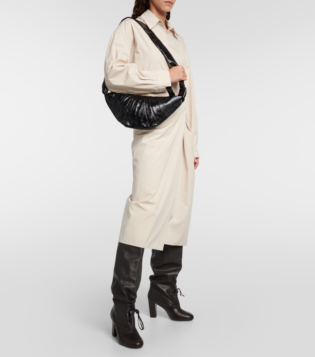 Croissant Small coated canvas shoulder bag | Lemaire