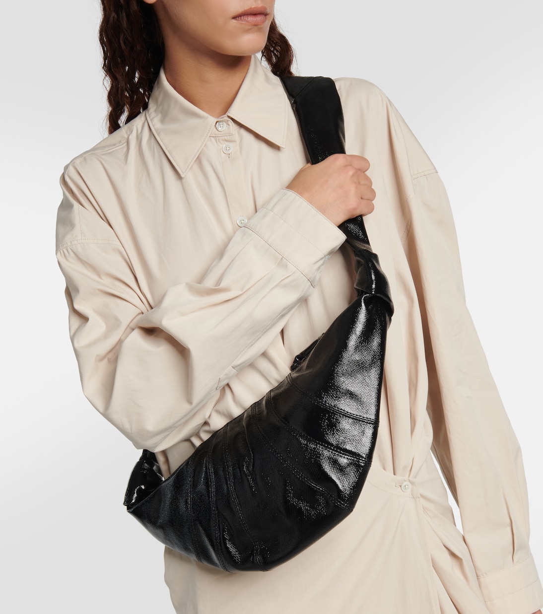Croissant Small coated canvas shoulder bag | Lemaire
