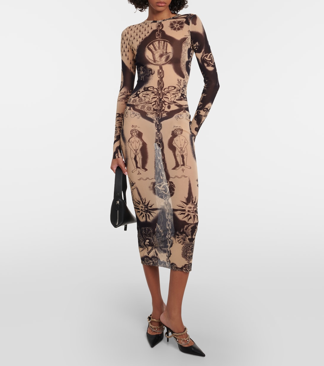 Tattoo Collection mesh midi dress | Jean Paul Gaultier