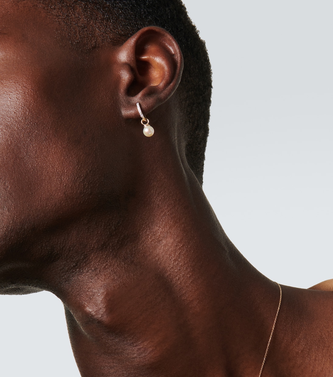Boucle d'oreille unique en or 14 ct, diamants et perles d'eau douce | Mateo