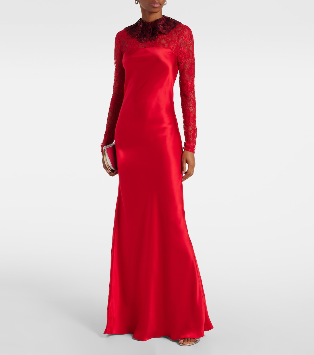 Robe longue en soie mélangée et dentelle | Rodarte