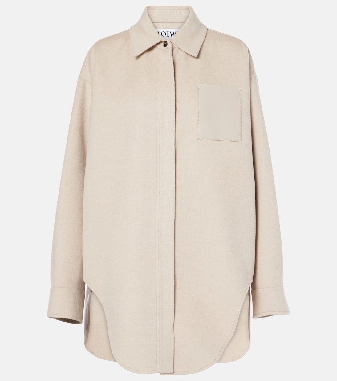 Hemdjacke aus Wolle und Kaschmir mit Leder | Loewe