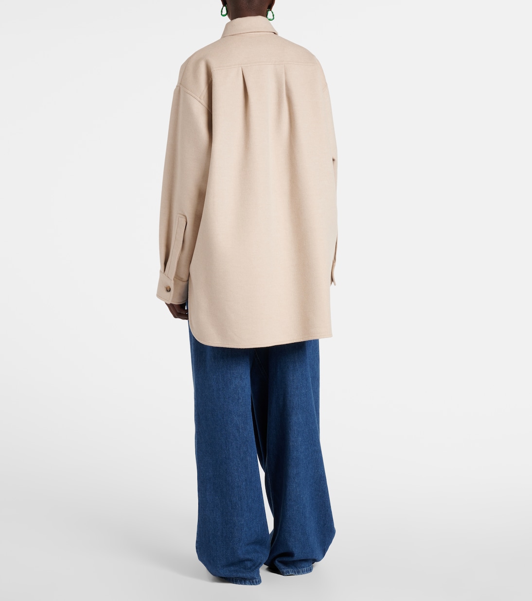 Hemdjacke aus Wolle und Kaschmir mit Leder | Loewe