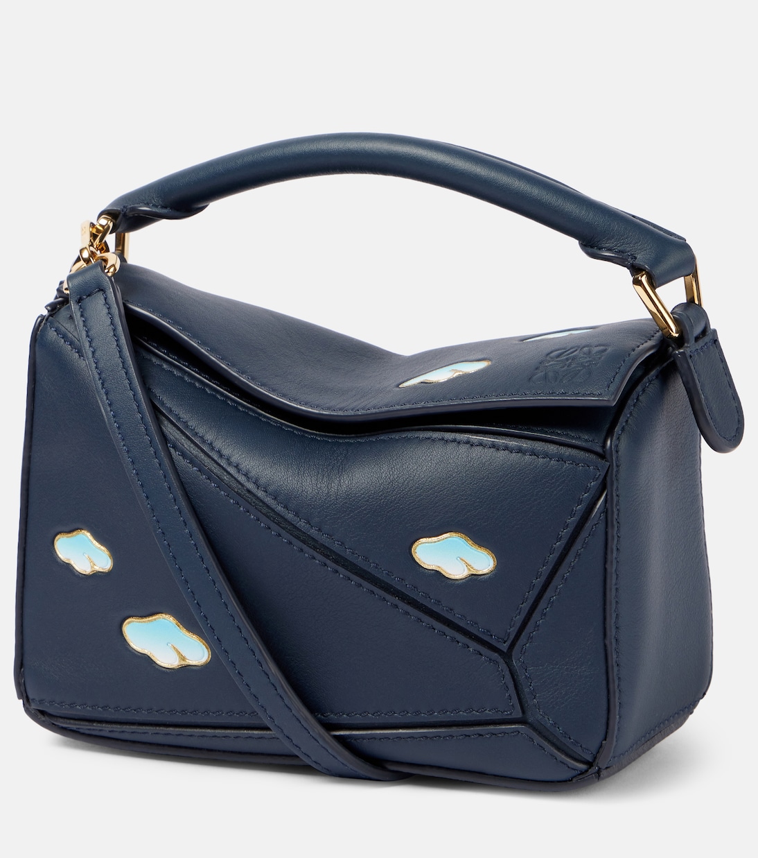 【関税&送料込】Loewe Petrol Blue Leather Small Puzzle Handb Puzzle Mini leather shoulder bag in blue - Loewe | Mytheresa