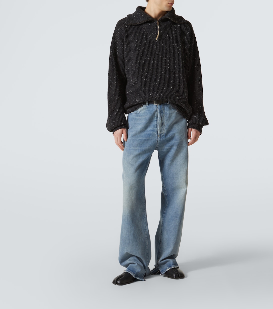 Jeans anchos de tiro medio con efecto desgastado | Maison Margiela