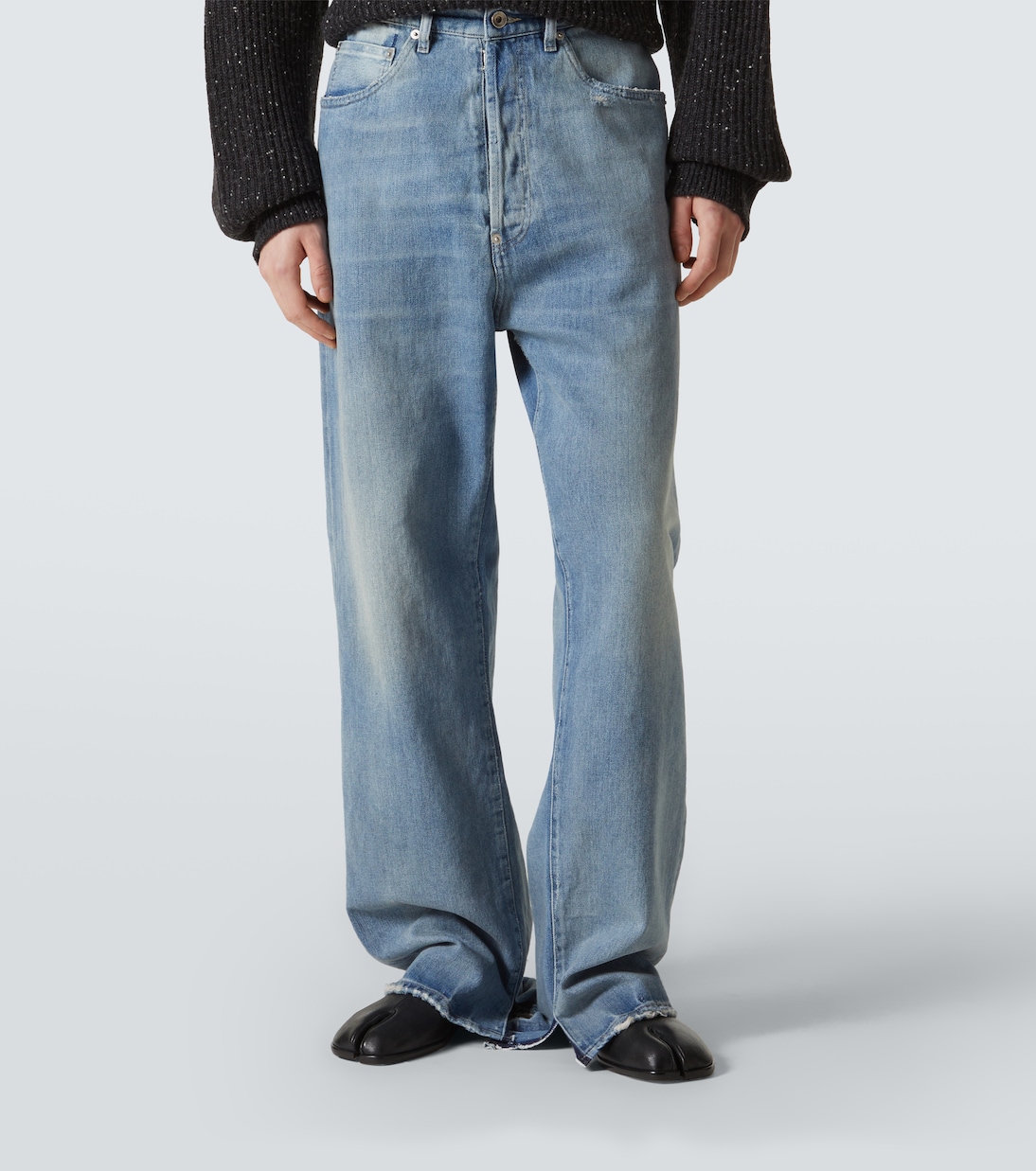 Jeans anchos de tiro medio con efecto desgastado | Maison Margiela