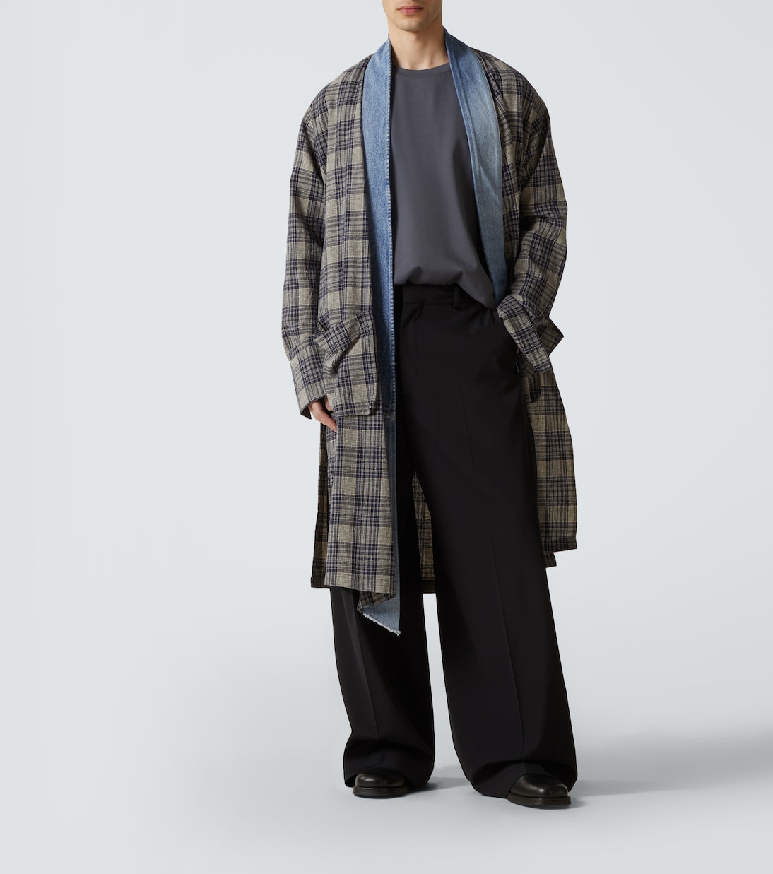 Abrigo de algodón a cuadros con denim | Greg Lauren