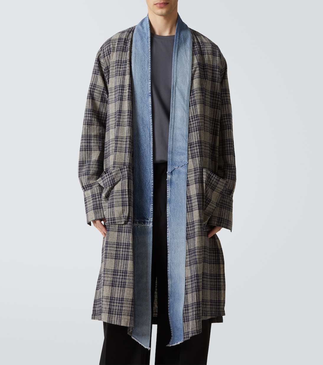 Abrigo de algodón a cuadros con denim | Greg Lauren