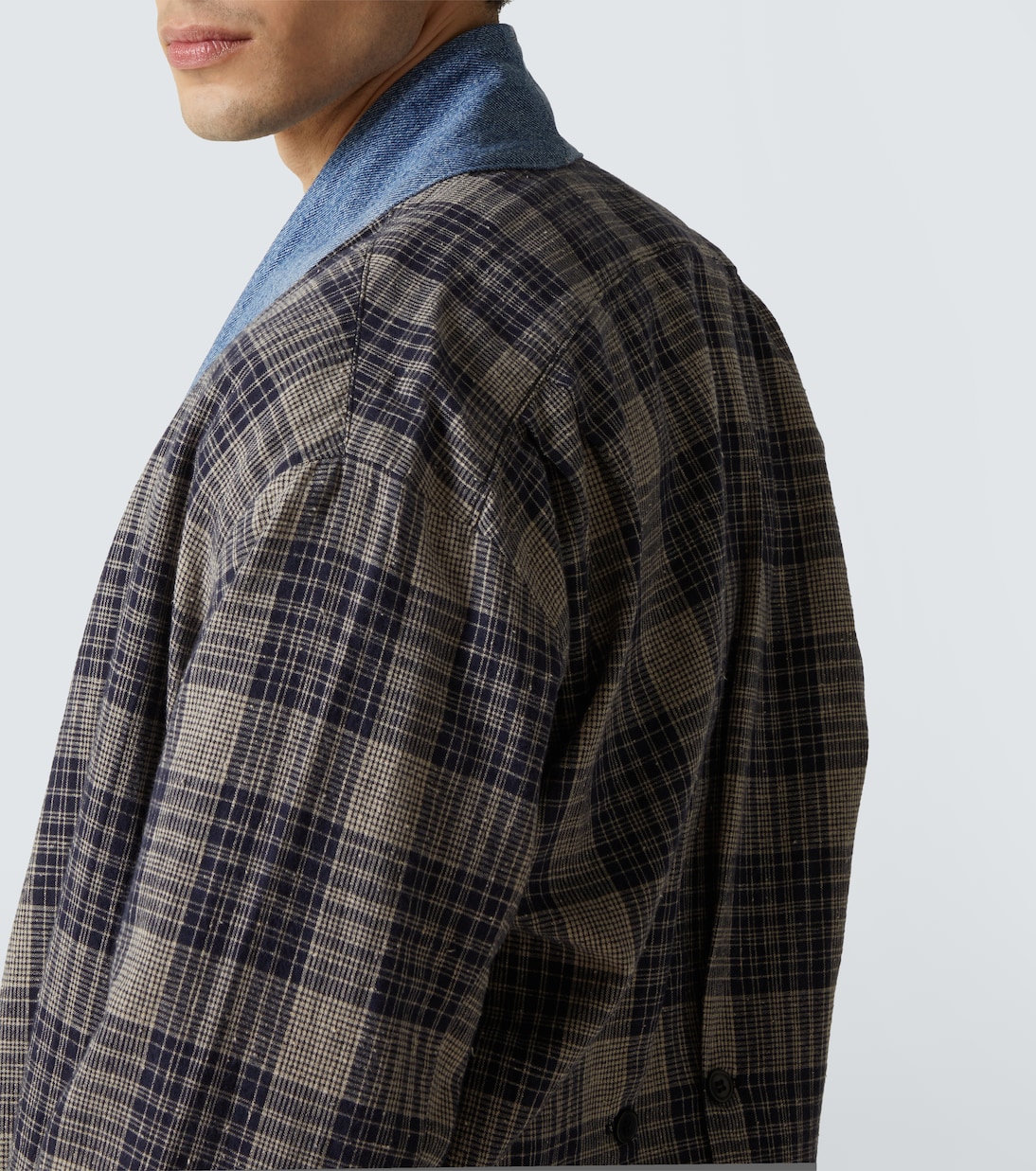 Abrigo de algodón a cuadros con denim | Greg Lauren