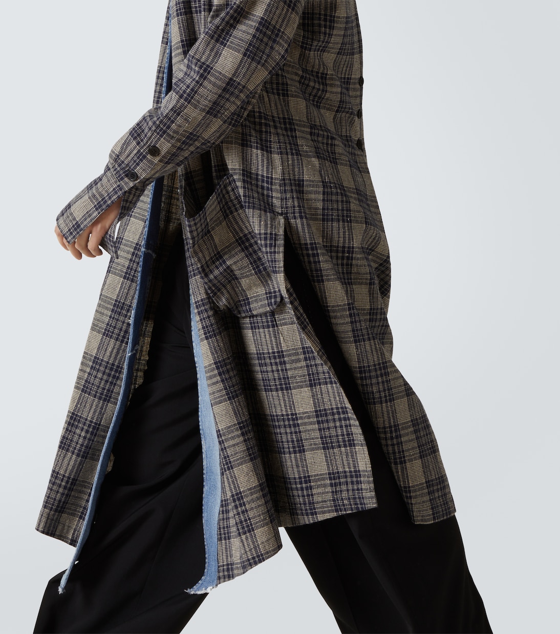 Abrigo de algodón a cuadros con denim | Greg Lauren