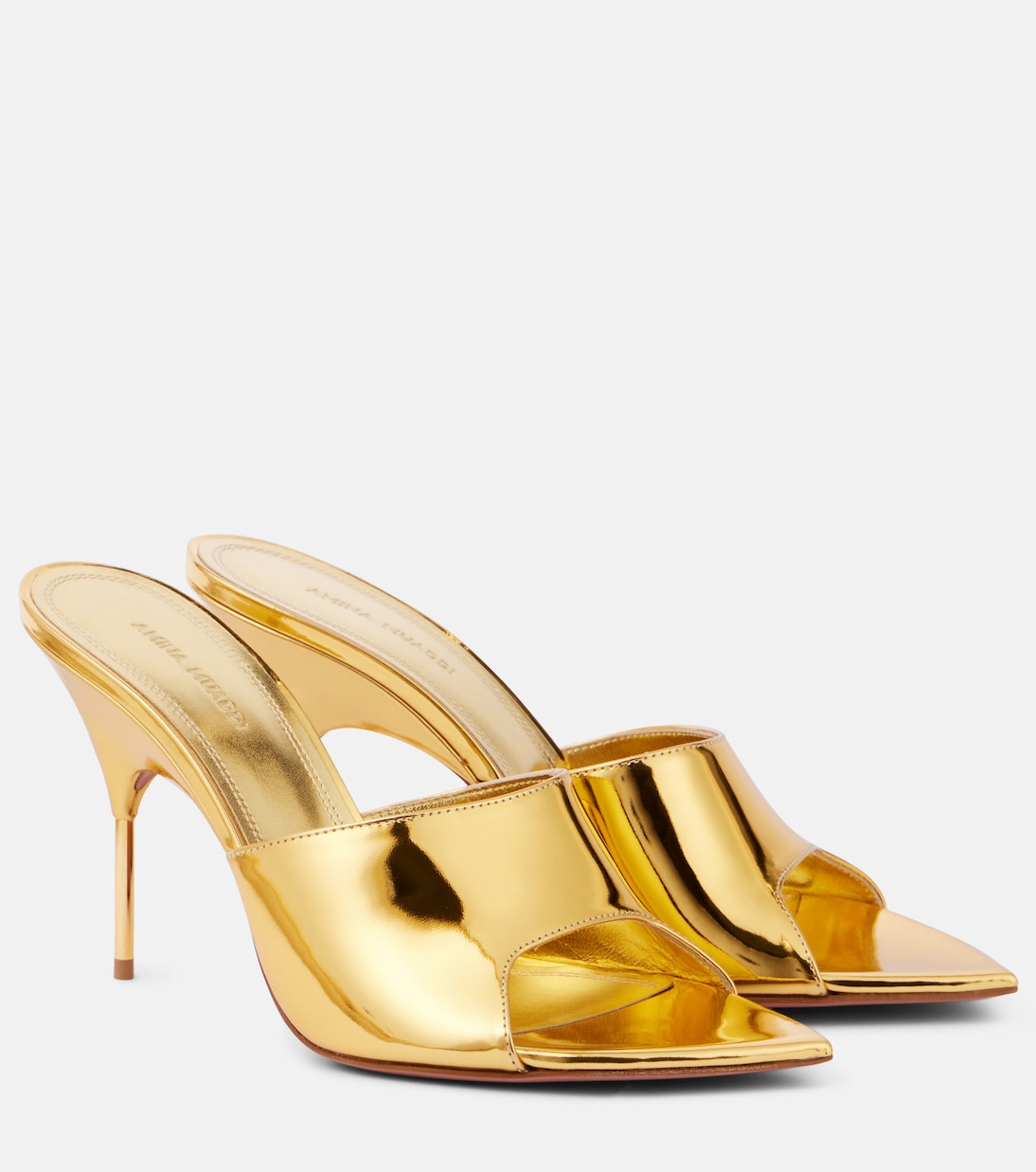 Mules Bianca 95 in pelle metallizzata | Amina Muaddi