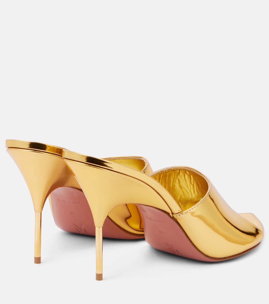 Mules Bianca 95 in pelle metallizzata | Amina Muaddi