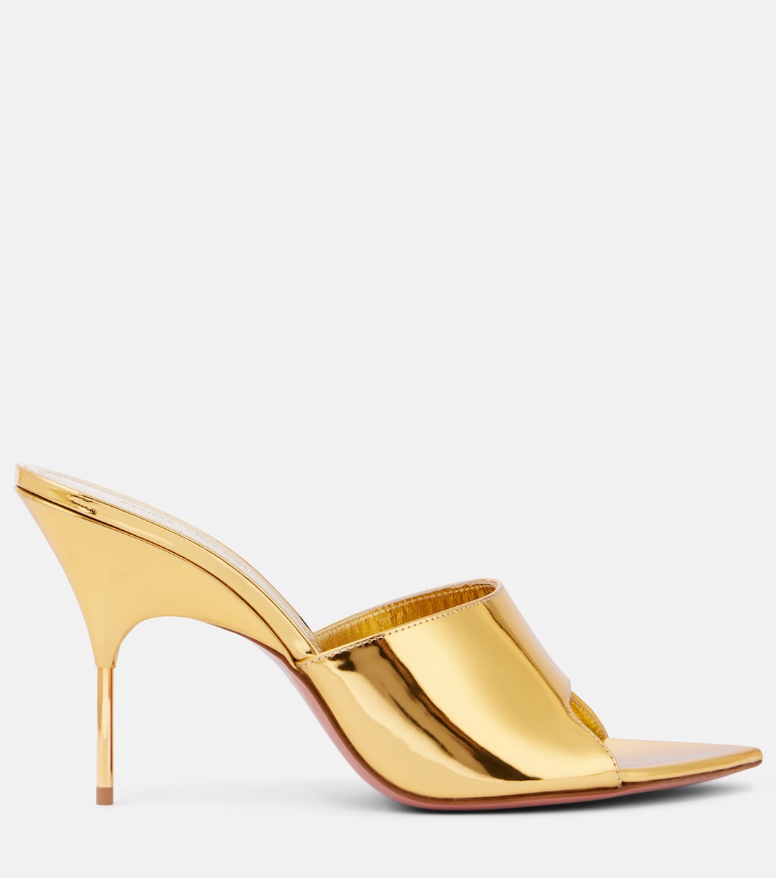 Mules Bianca 95 in pelle metallizzata | Amina Muaddi