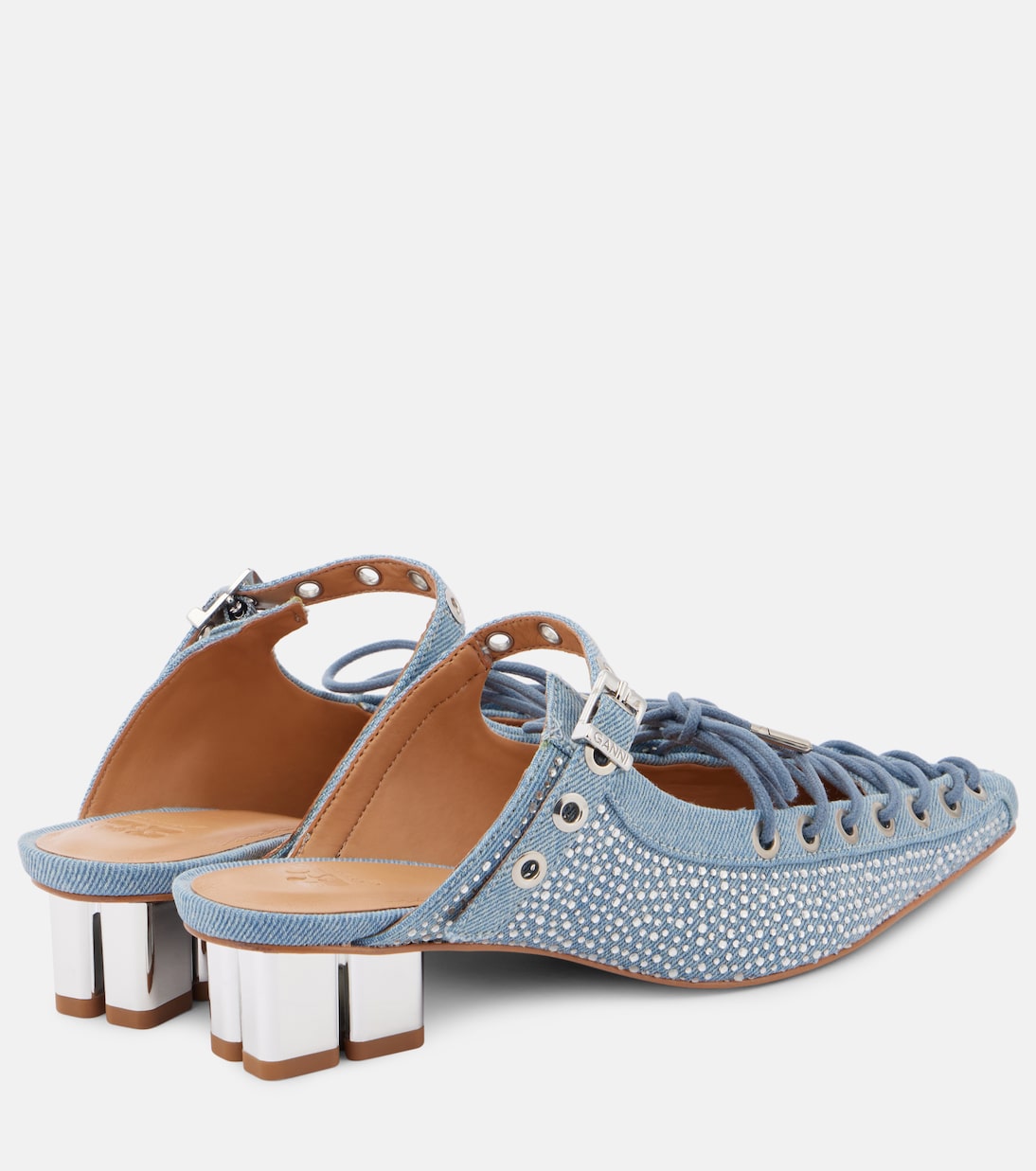 Scarpe con lacci GANNI in denim decorato per un look giovanile
