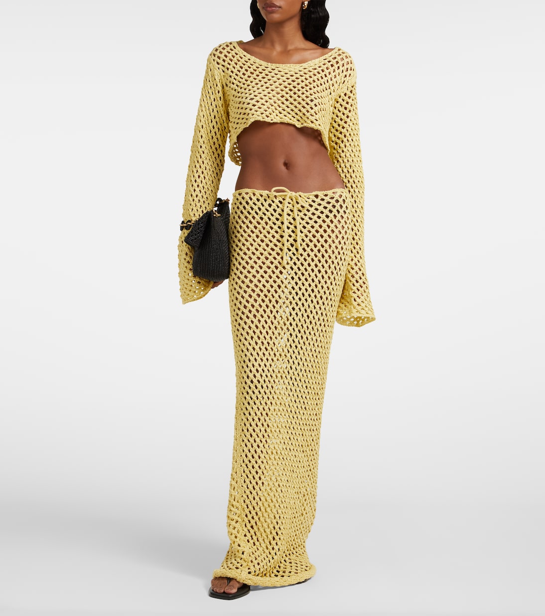 Jupe longue Magen en crochet de coton mélangé | Bananhot