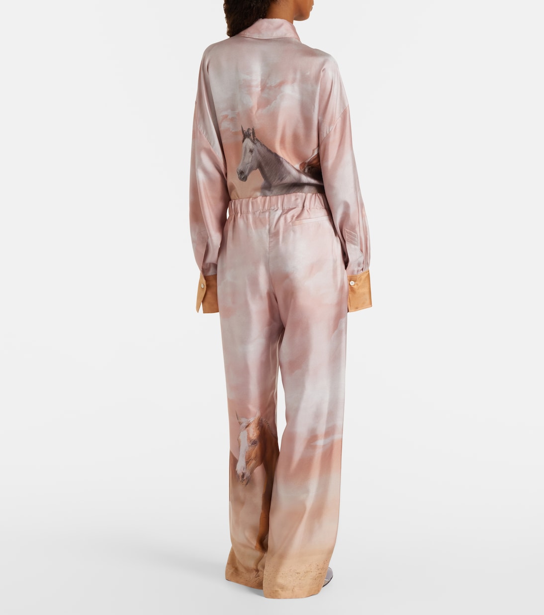 Pantalon palazzo imprimé en soie | The Attico