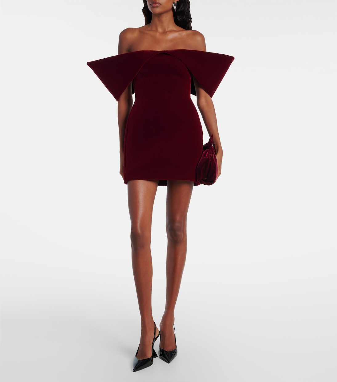 Off-Shoulder-Minikleid aus Samt | David Koma