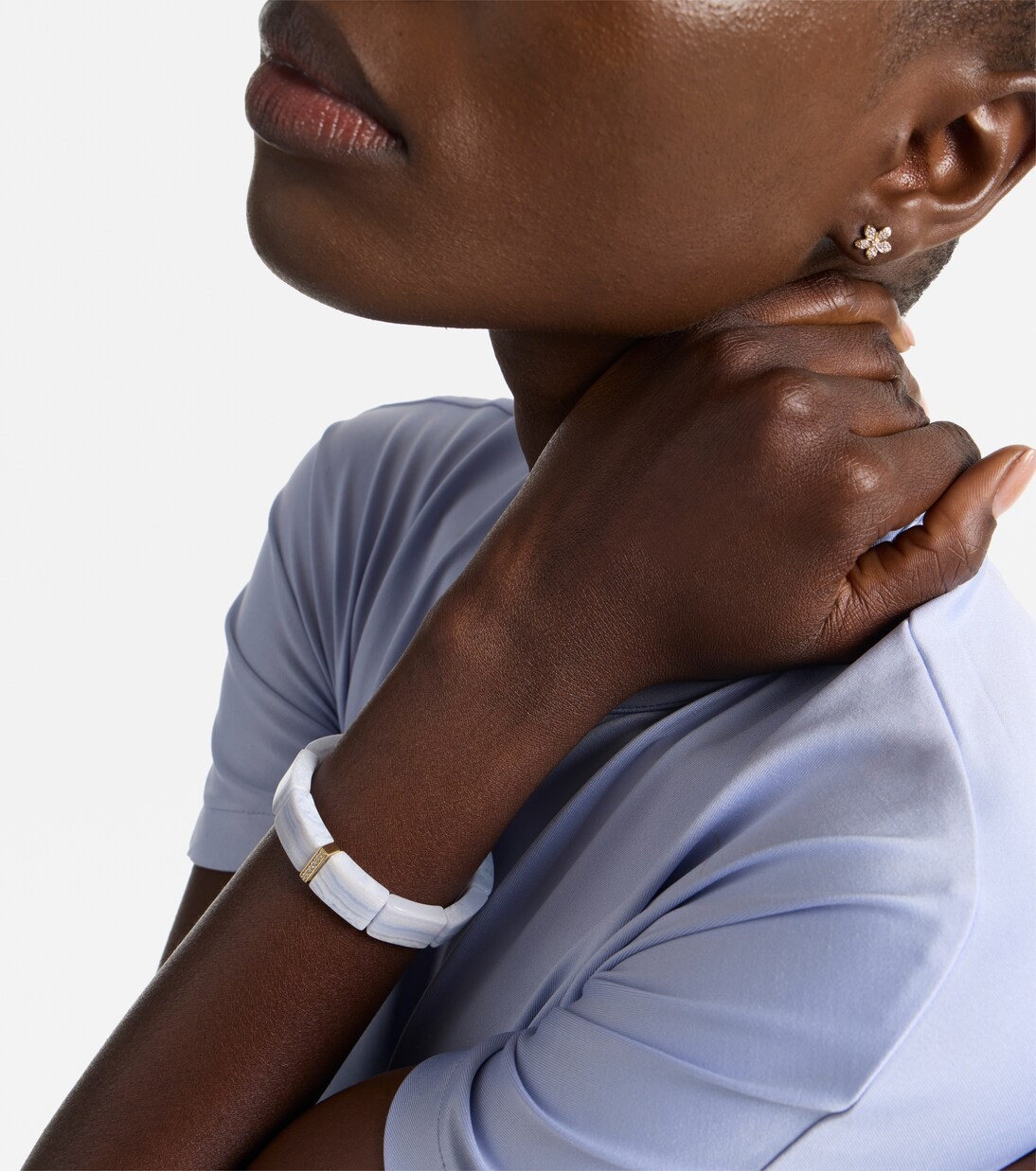 14kt gold beaded bracelet with agate and diamonds | Sydney Evan