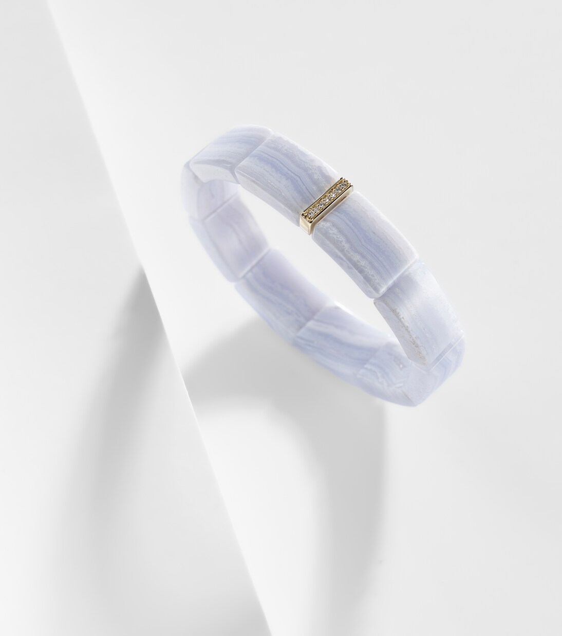 14kt gold beaded bracelet with agate and diamonds | Sydney Evan