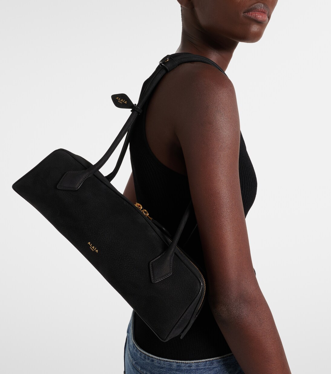 Le Teckel Medium suede shoulder bag | Alaïa