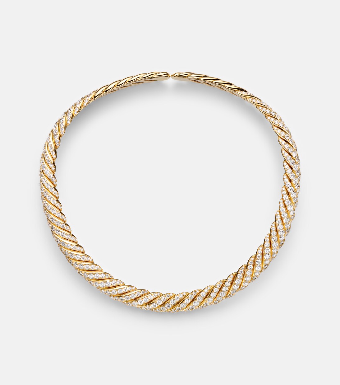 Sculpted Cable 18kt gold necklace with diamonds | David Yurman