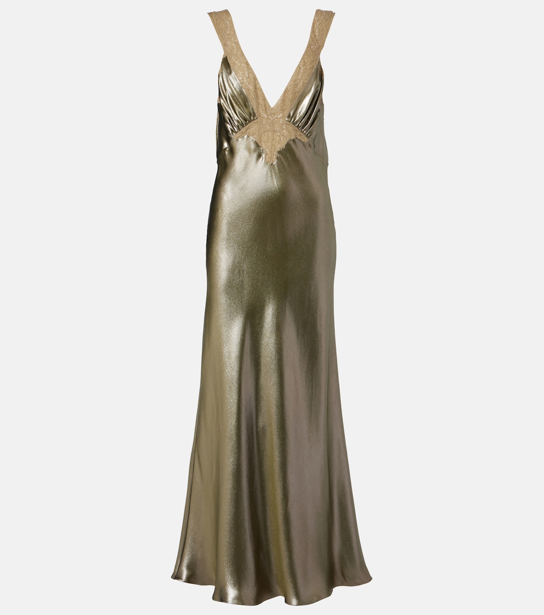 Lace-trimmed silk charmeuse slip dress | Saint Laurent