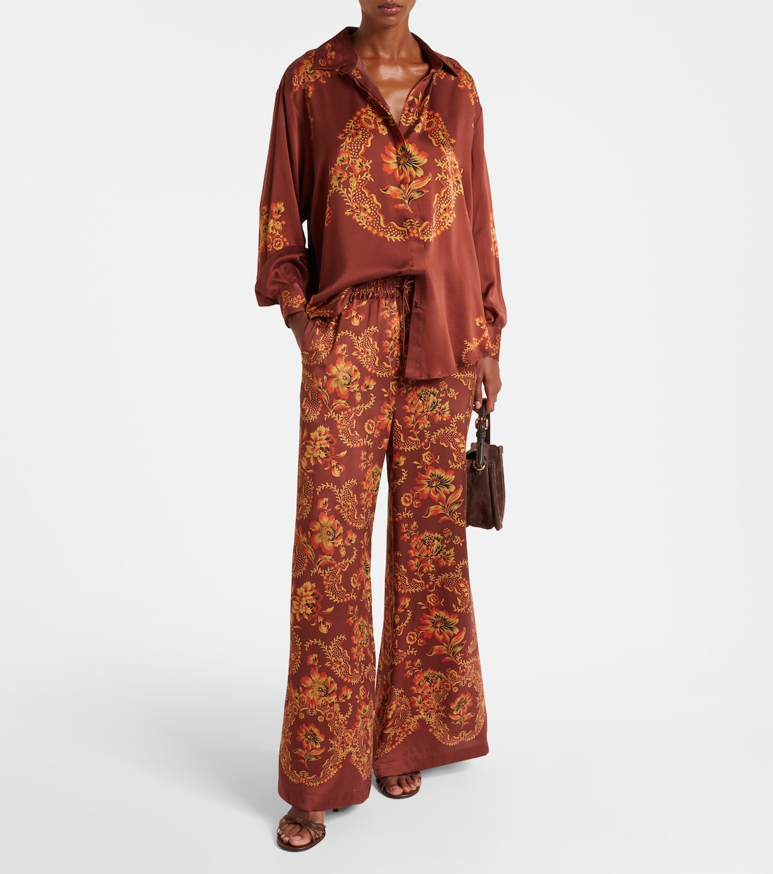 Seraphina printed silk wide-leg pants | Alémais
