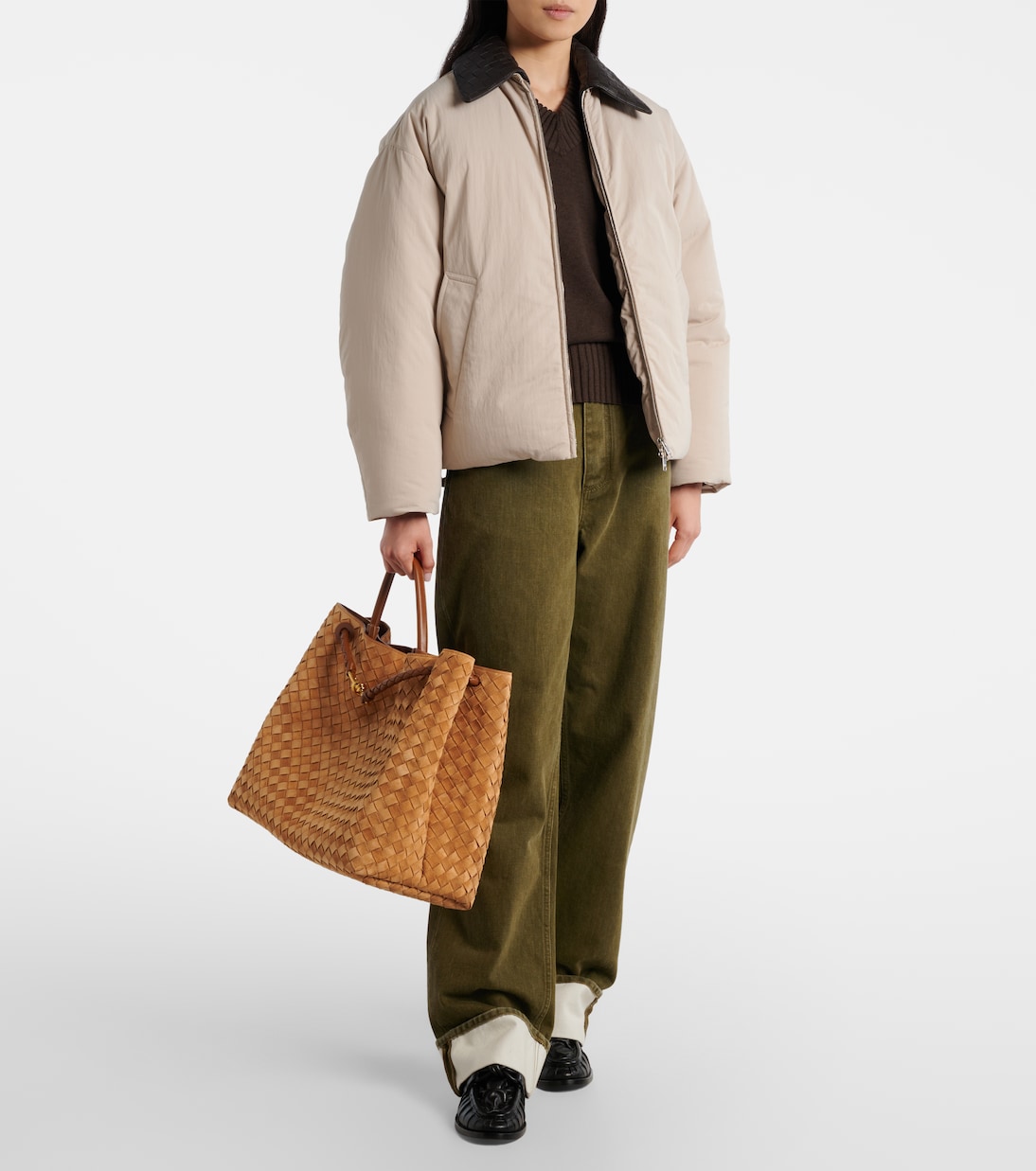 Intrecciato编织皮革边饰羽绒夹克 | Bottega Veneta