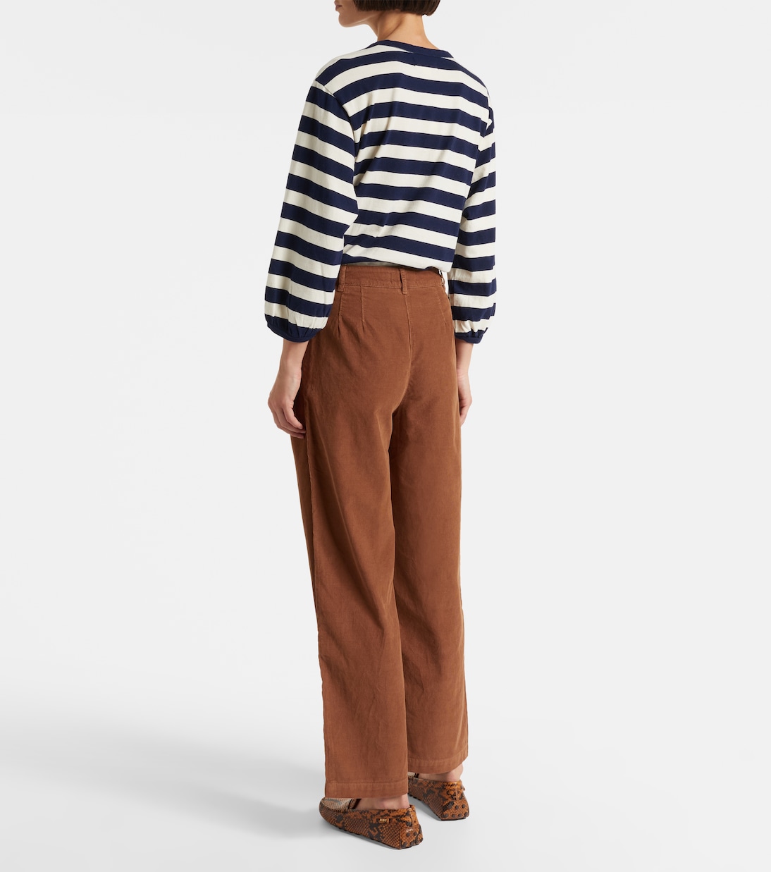 Gail high-rise cotton straight pants | Velvet