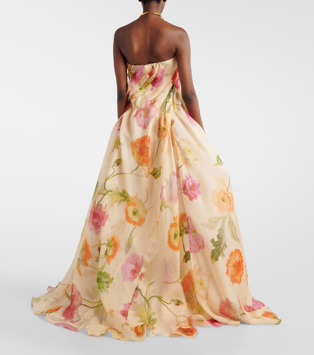 Vestido bustier de fiesta de organza de seda floral | Carolina Herrera