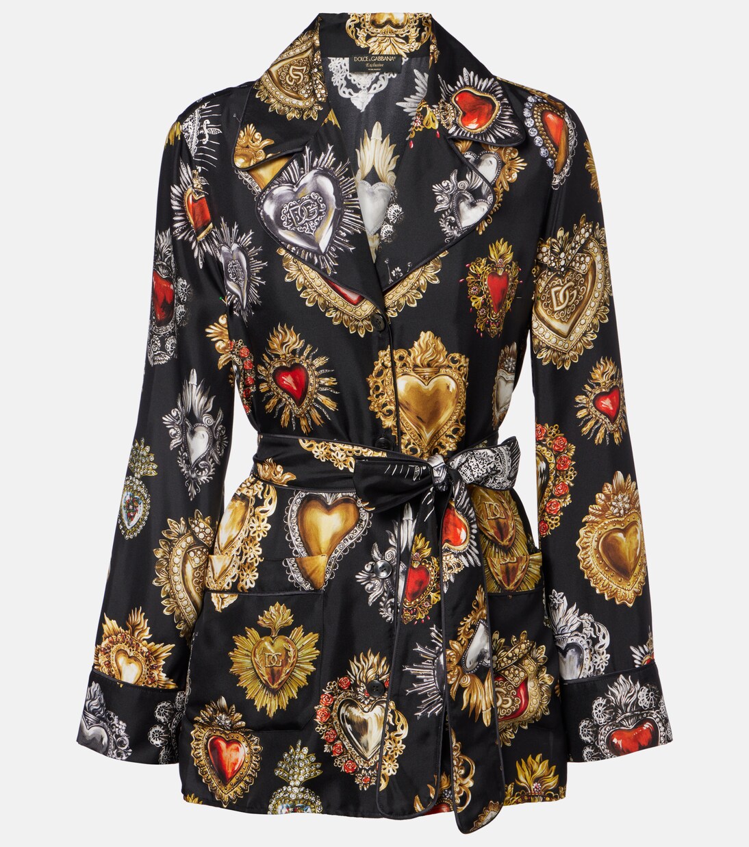 Camisa Devotion de sarga de seda con cinturón | Dolce&Gabbana