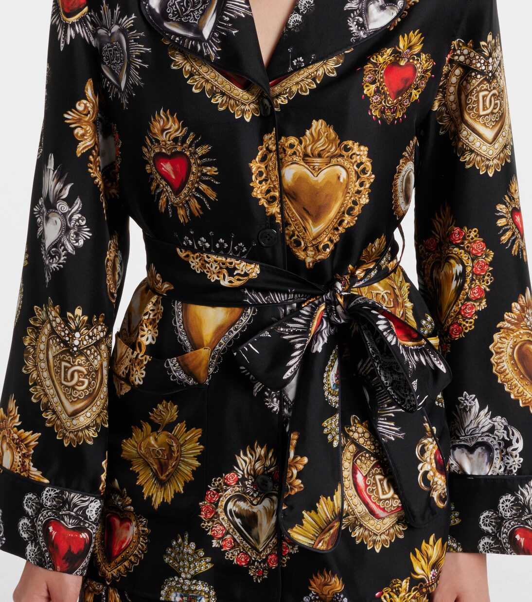 Camisa Devotion de sarga de seda con cinturón | Dolce&Gabbana