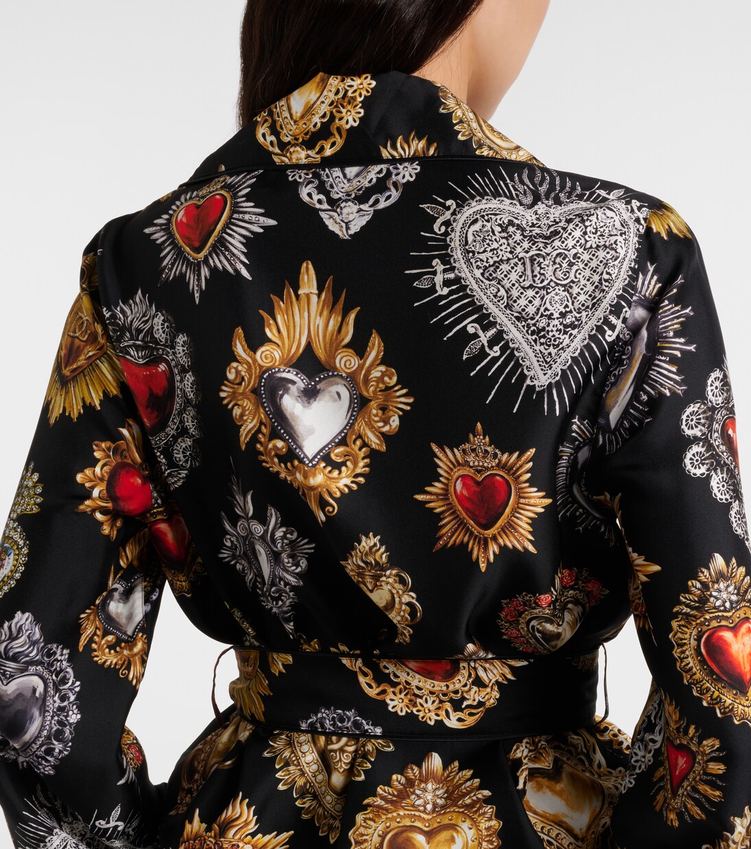 Camisa Devotion de sarga de seda con cinturón | Dolce&Gabbana