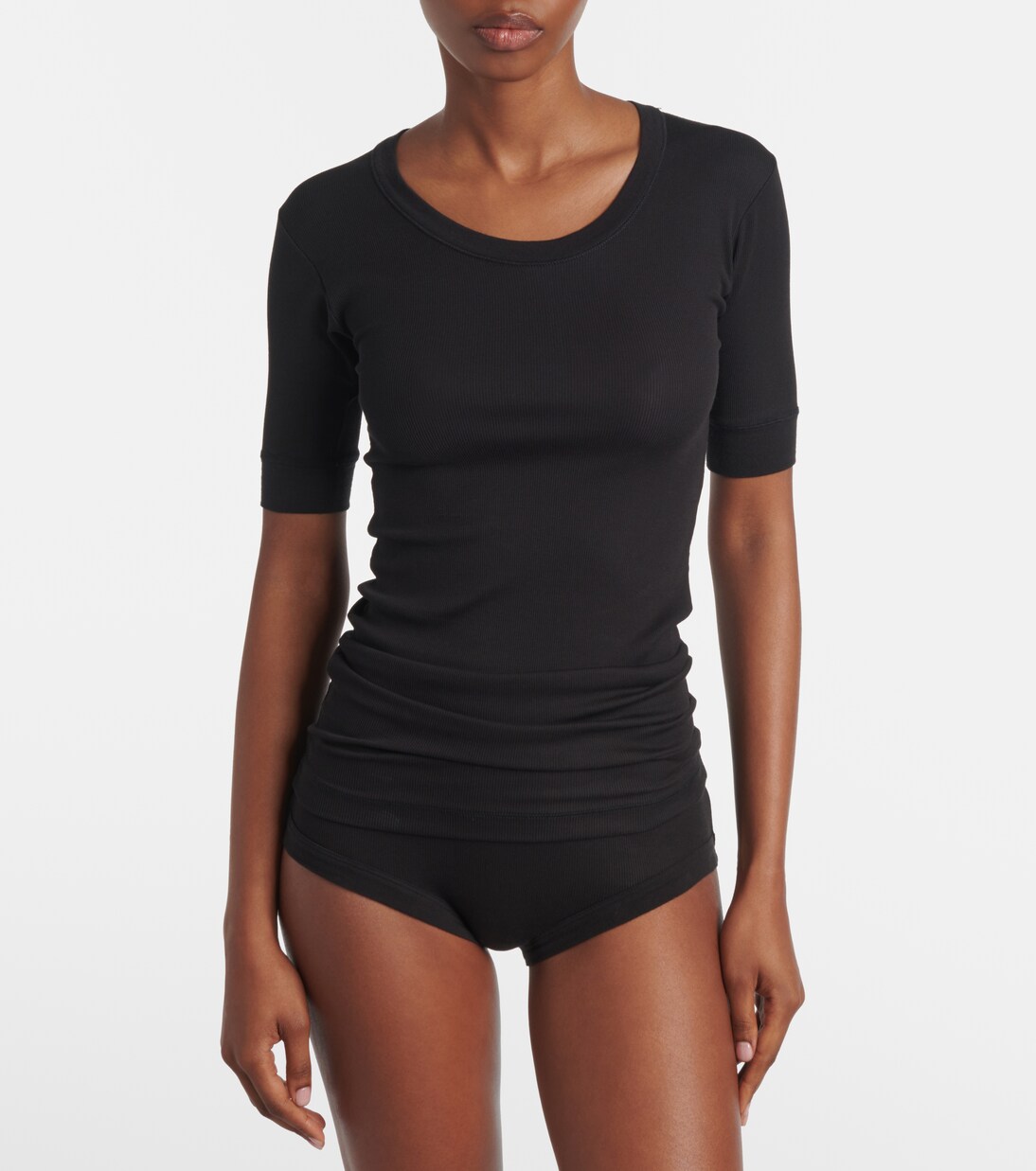Ribbed-knit cotton-blend top | Calvin Klein