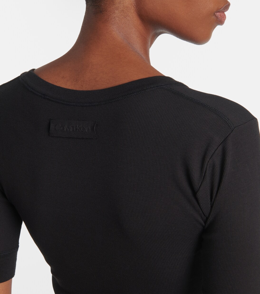 Ribbed-knit cotton-blend top | Calvin Klein