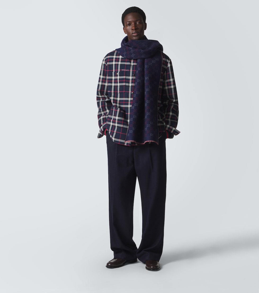 Sciarpa reversibile in jacquard di lana GG | Gucci