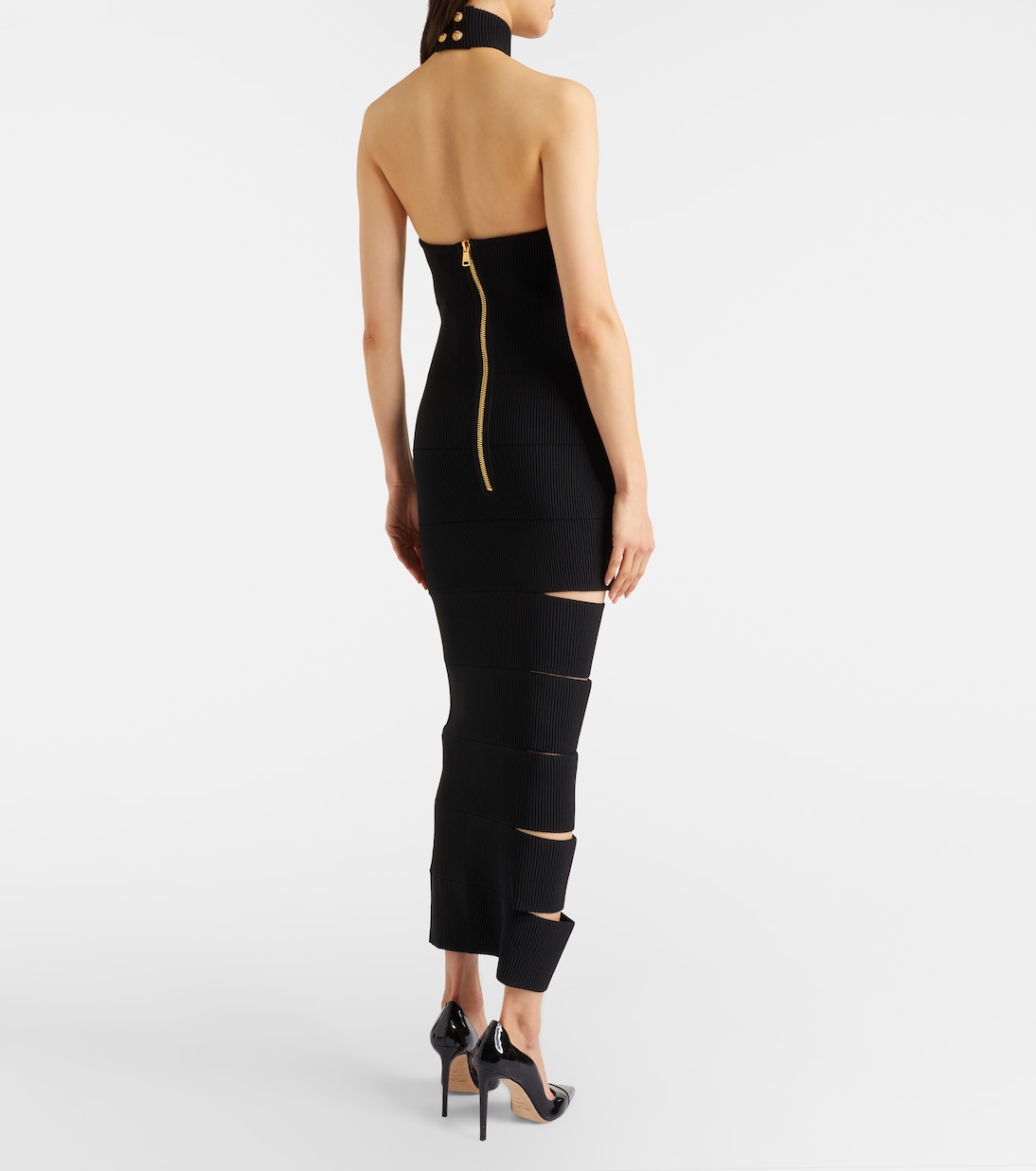 Cutout ribbed-knit gown | Balmain