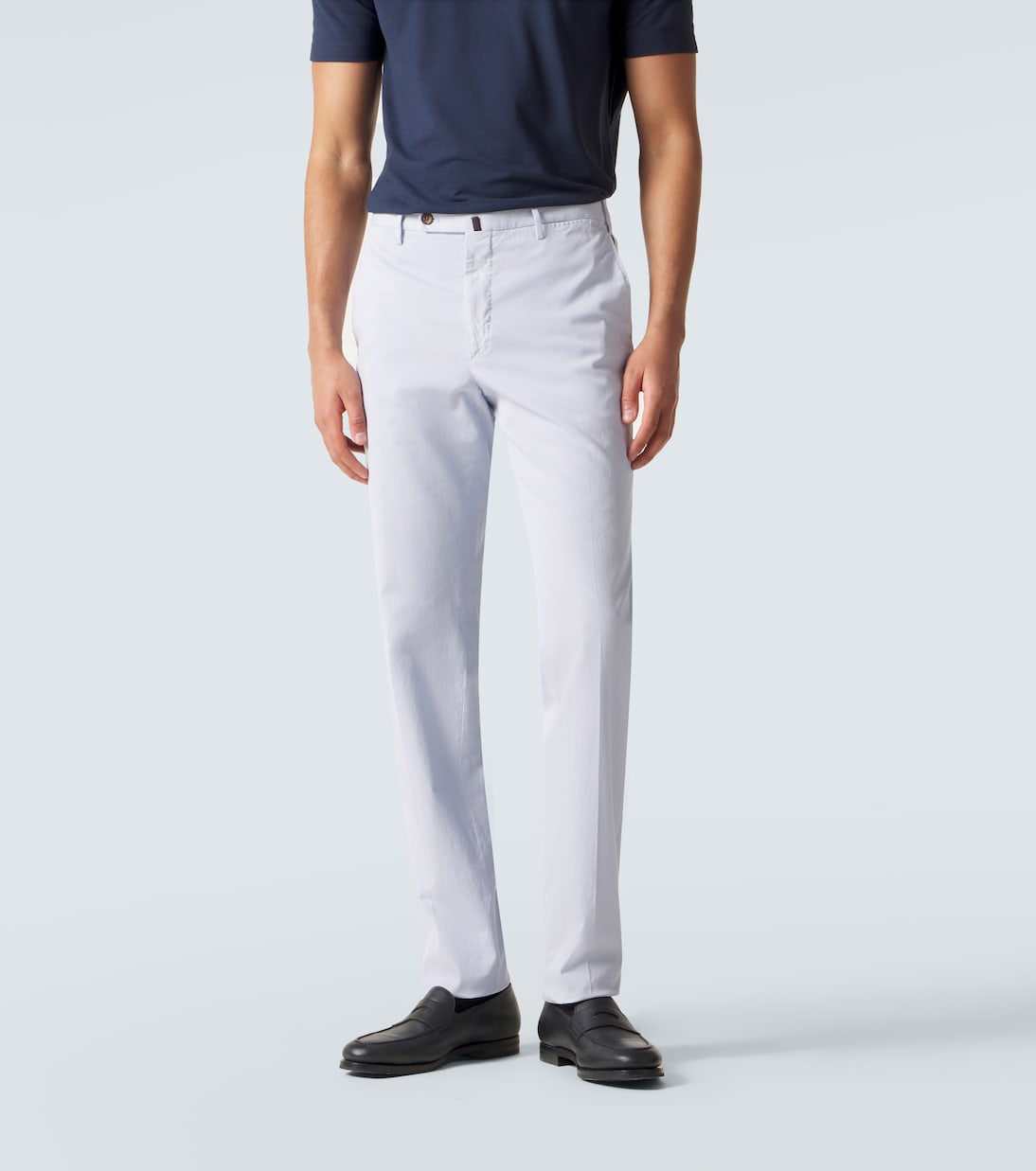 Cotton and silk slim pants | Slowear