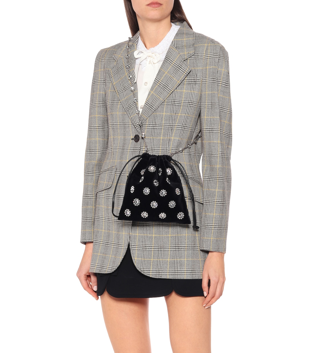 Embellished velvet drawstring pouch | Miu Miu