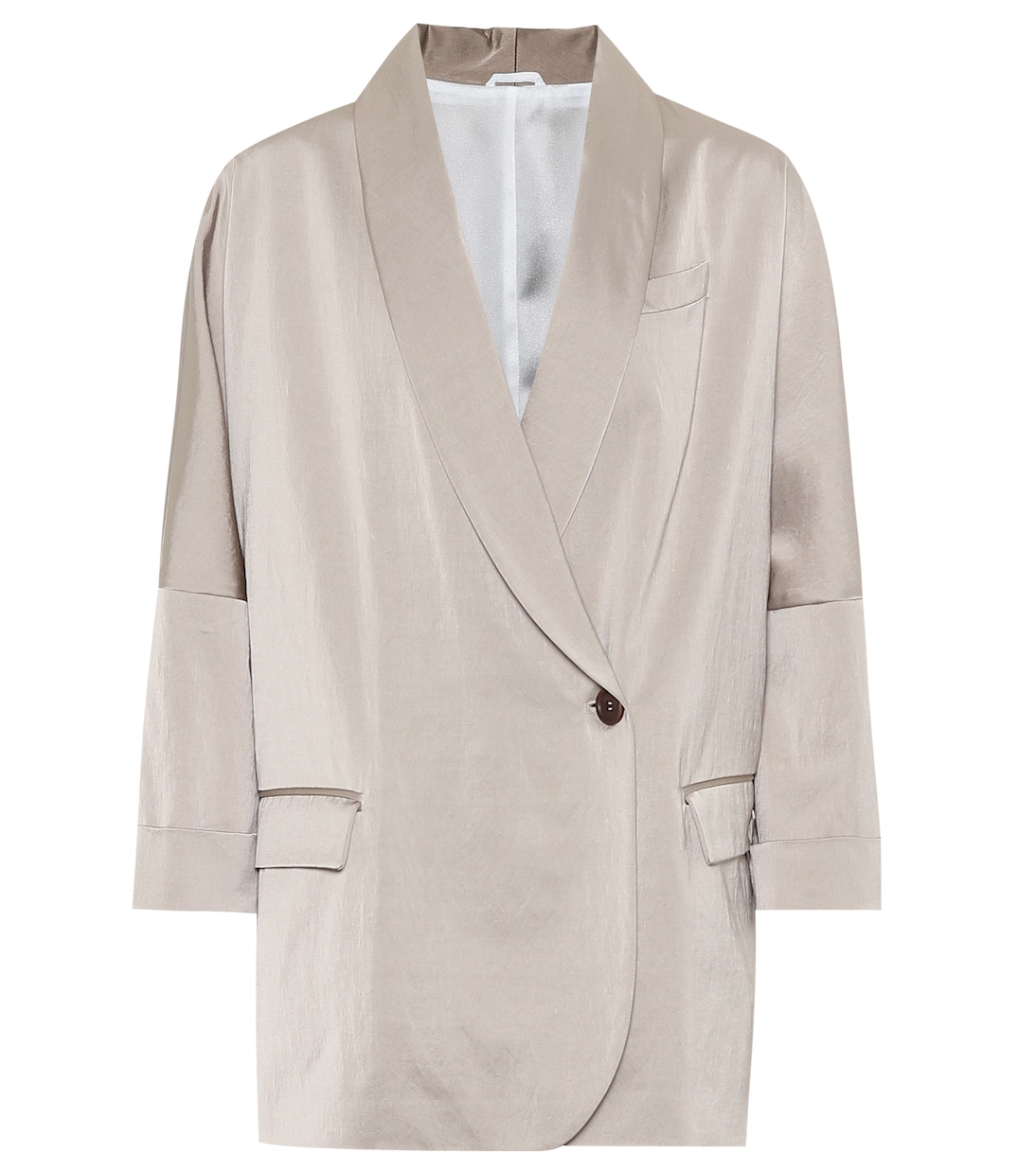 Blazer en satin de coton mélangé | Brunello Cucinelli