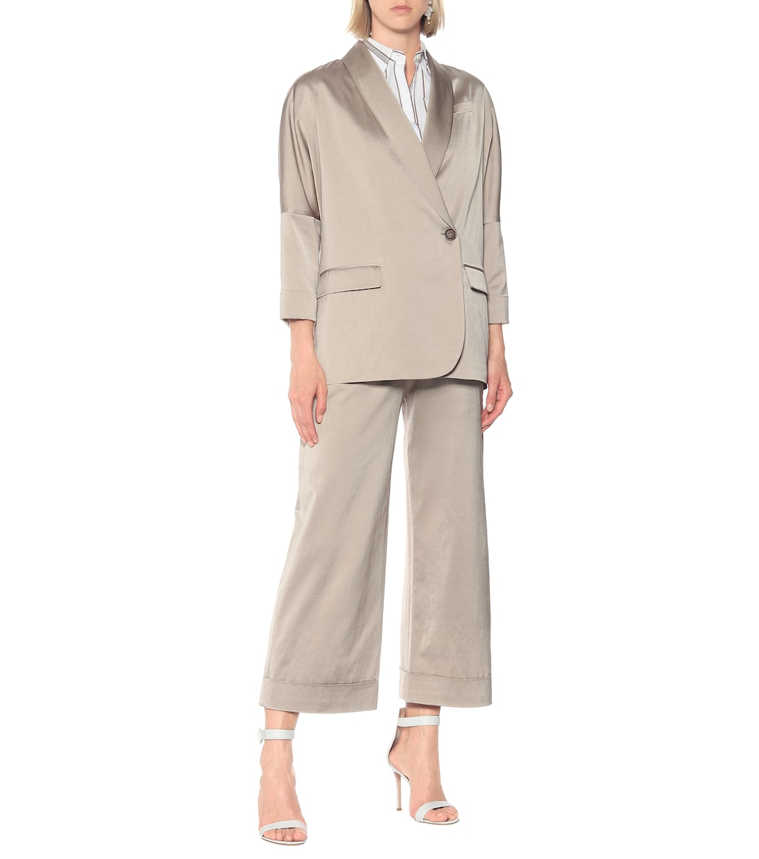 Blazer en satin de coton mélangé | Brunello Cucinelli