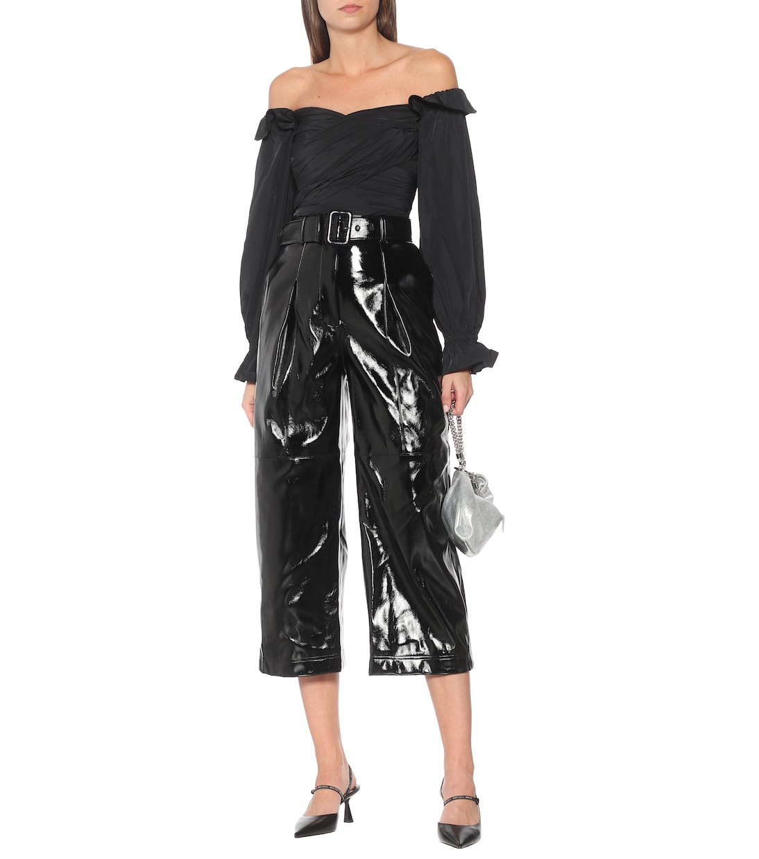 High-rise faux patent-leather pants | Self-Portrait