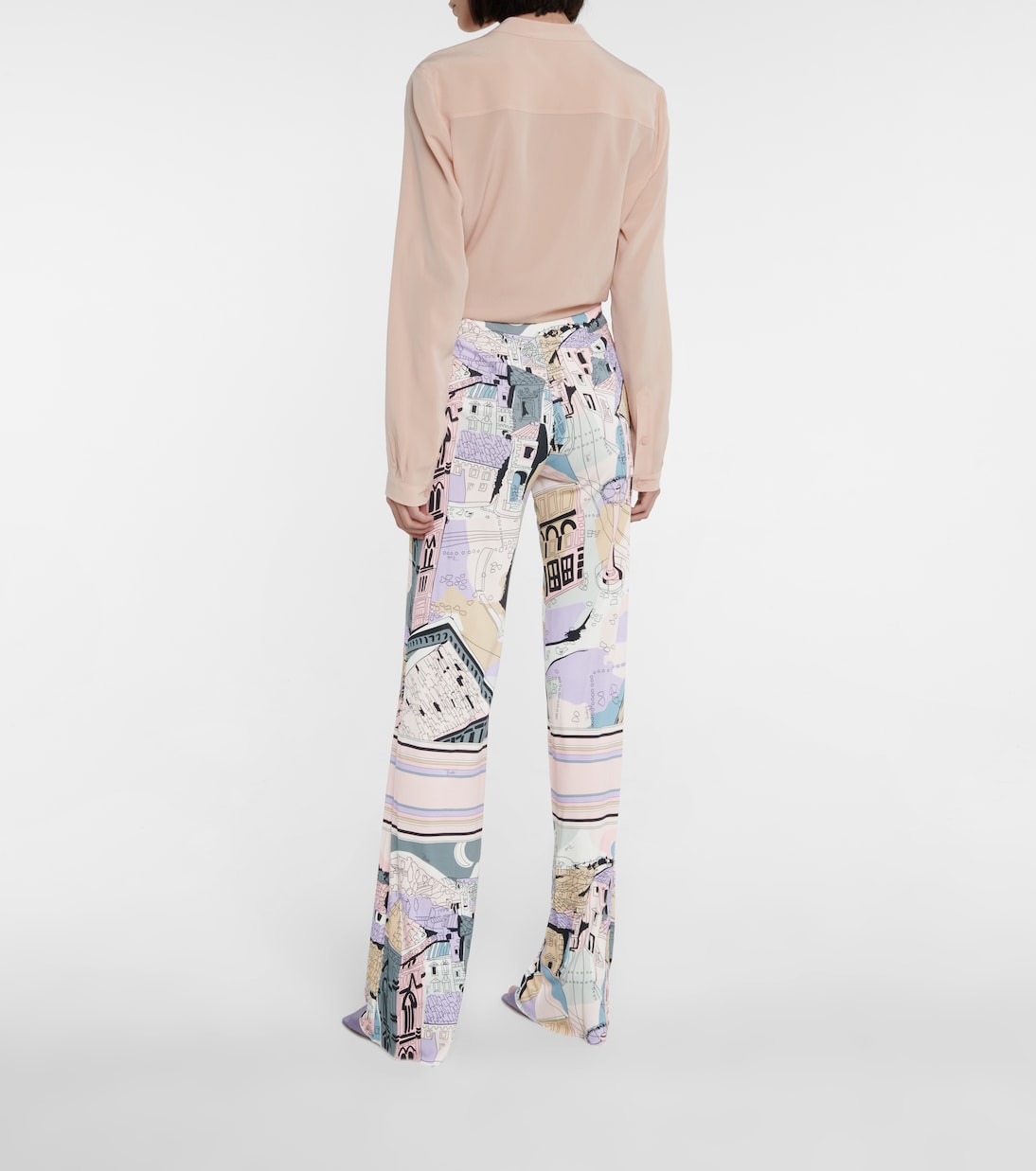 Printed high-rise straight jersey pants | Pucci