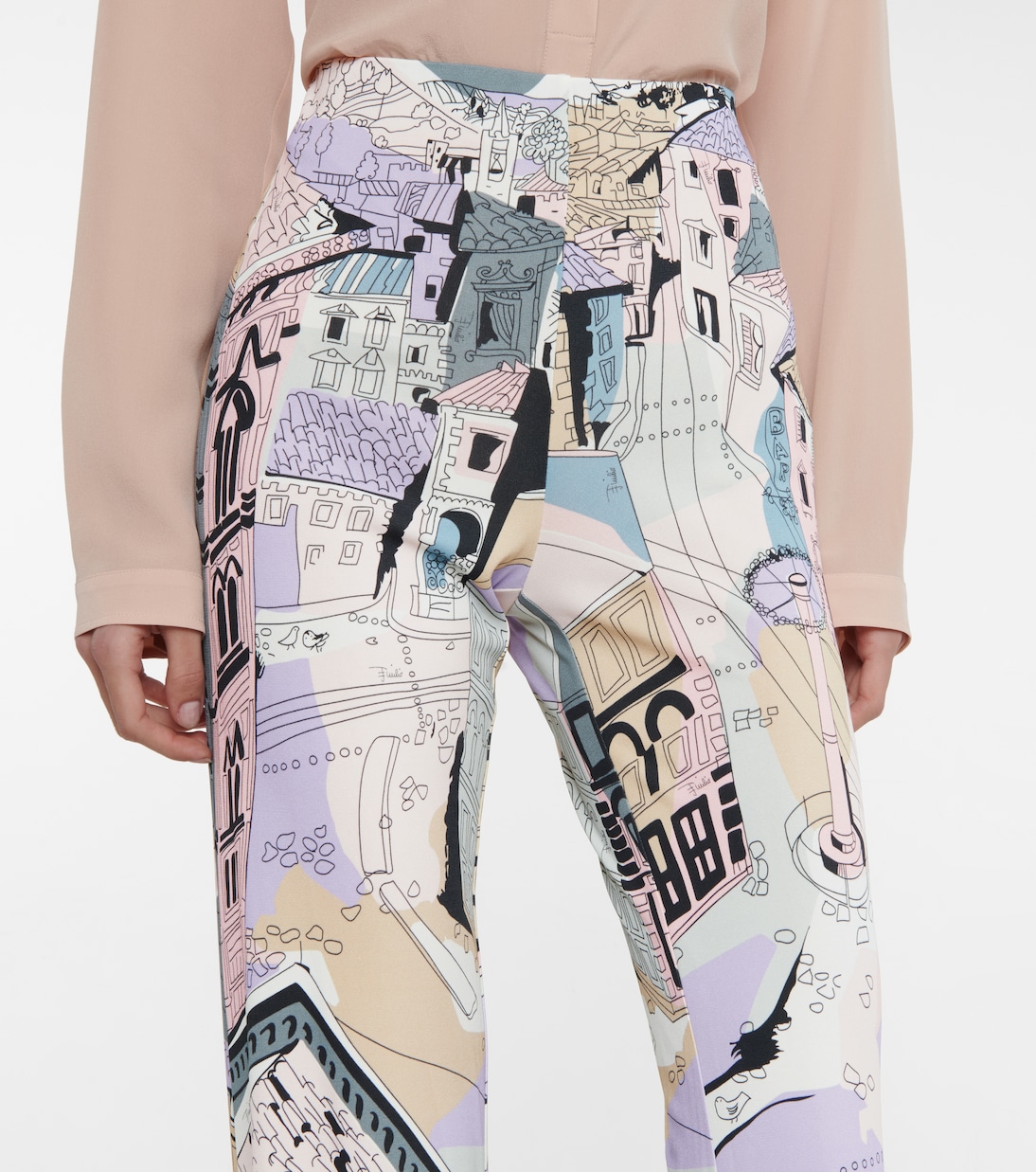 Printed high-rise straight jersey pants | Pucci