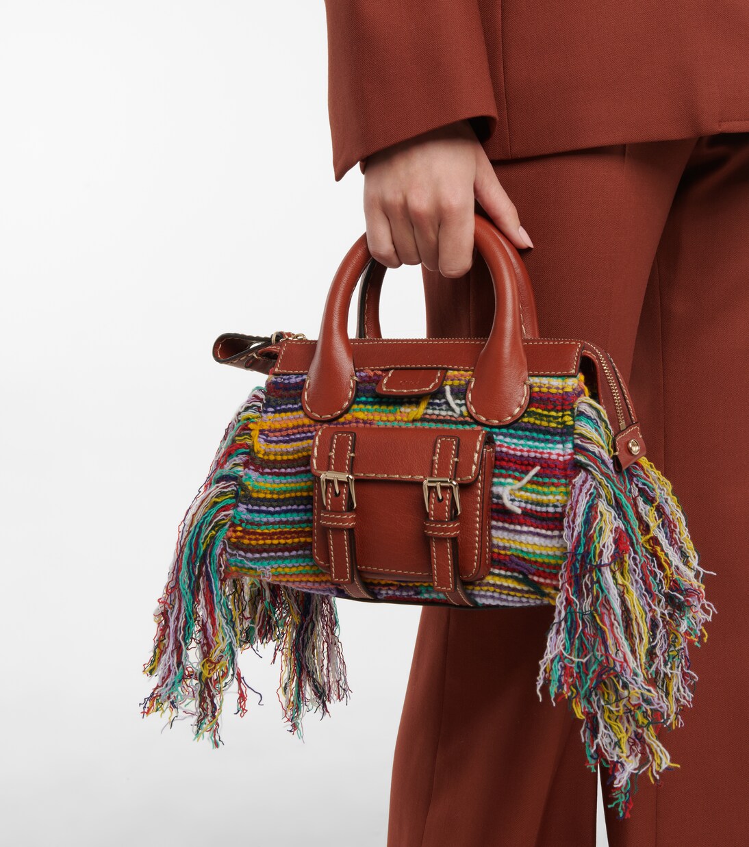 Borsa Edith Small in misto cashmere con pelle | Chloé