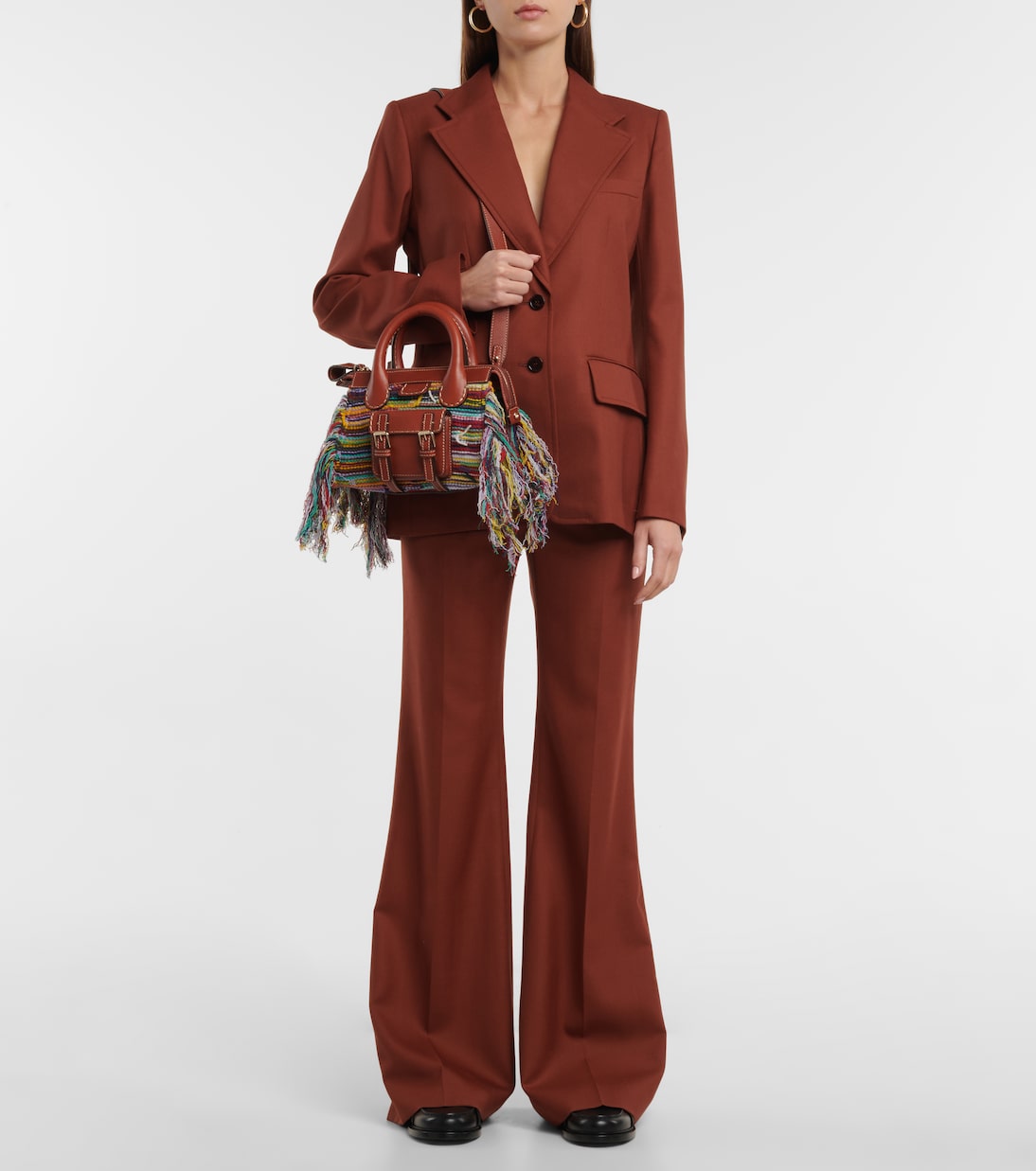 Borsa Edith Small in misto cashmere con pelle | Chloé