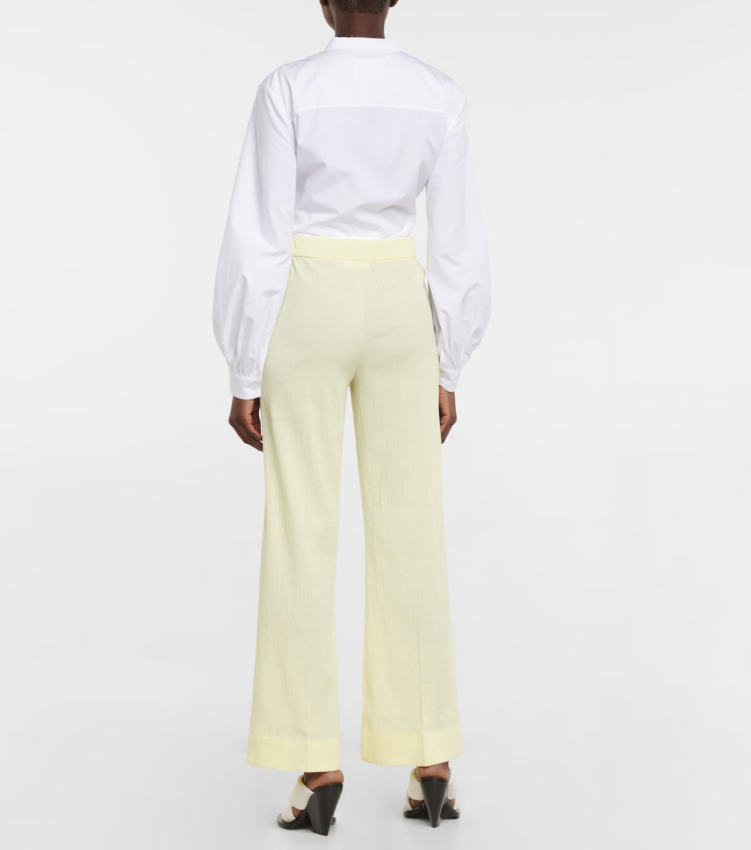 Pantalon ample à taille haute en coton mélangé | Jil Sander