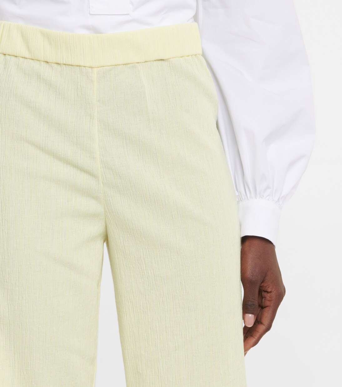 Pantalon ample à taille haute en coton mélangé | Jil Sander