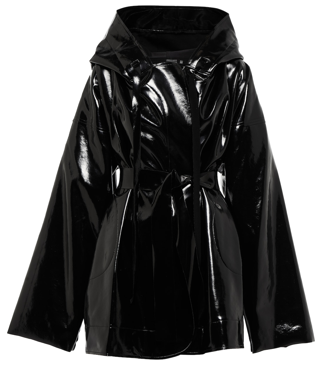 Faux leather belted coat | Norma Kamali
